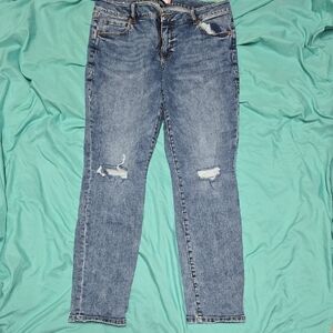 CAbi Blue Distressed Skinny Jeans